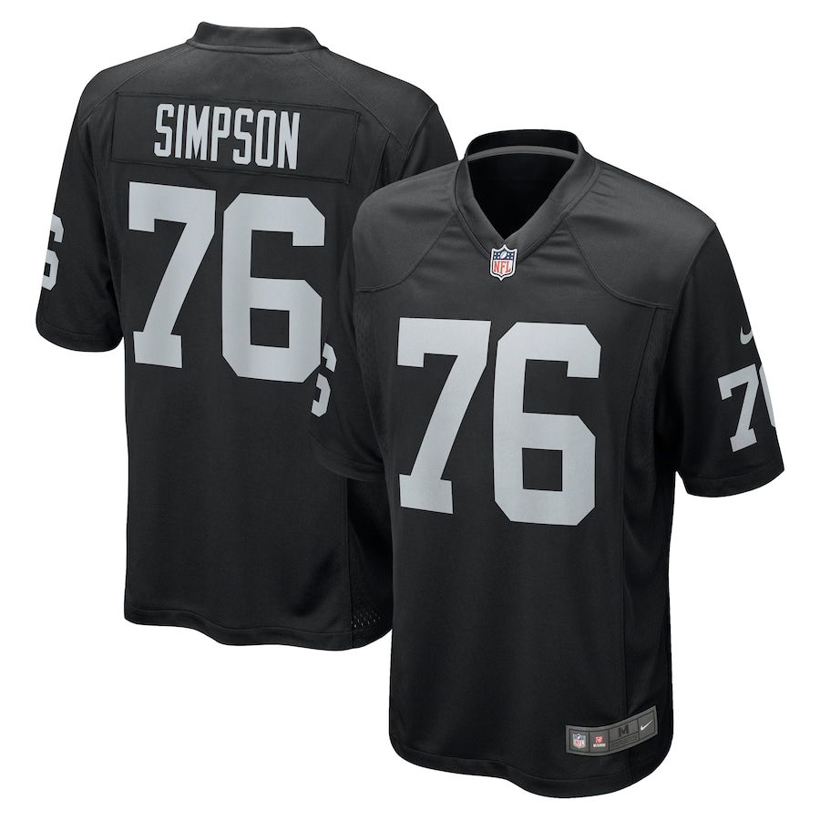 Men Oakland Raiders #76 John Simpson Nike Black Game NFL Jersey